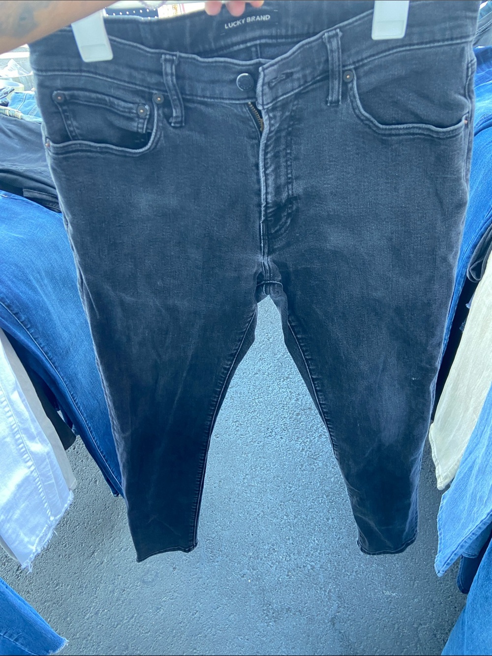 Lucky Brand Men's Black Skinny Jeans with Washed Fade
